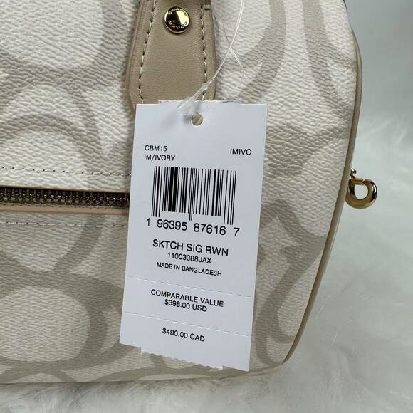 Coach Rowan Satchel/Crossbody Bag In Sketch Signature Canvas In Gold/Ivory CBM15 - Picture 4 of 11